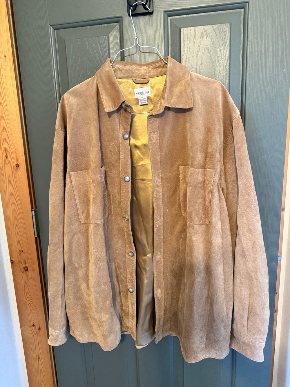 Sundance Men's Suede Button-Up Jacket in Carmel Brown